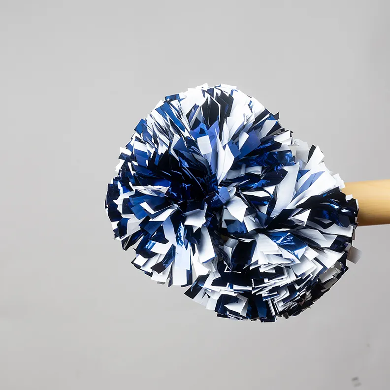Set of 2 Pom Poms Shiny Blue and White 