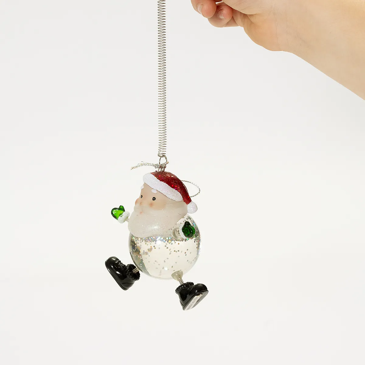 Bouncy Santa Snow Globe Christmas ornament - 3.5"