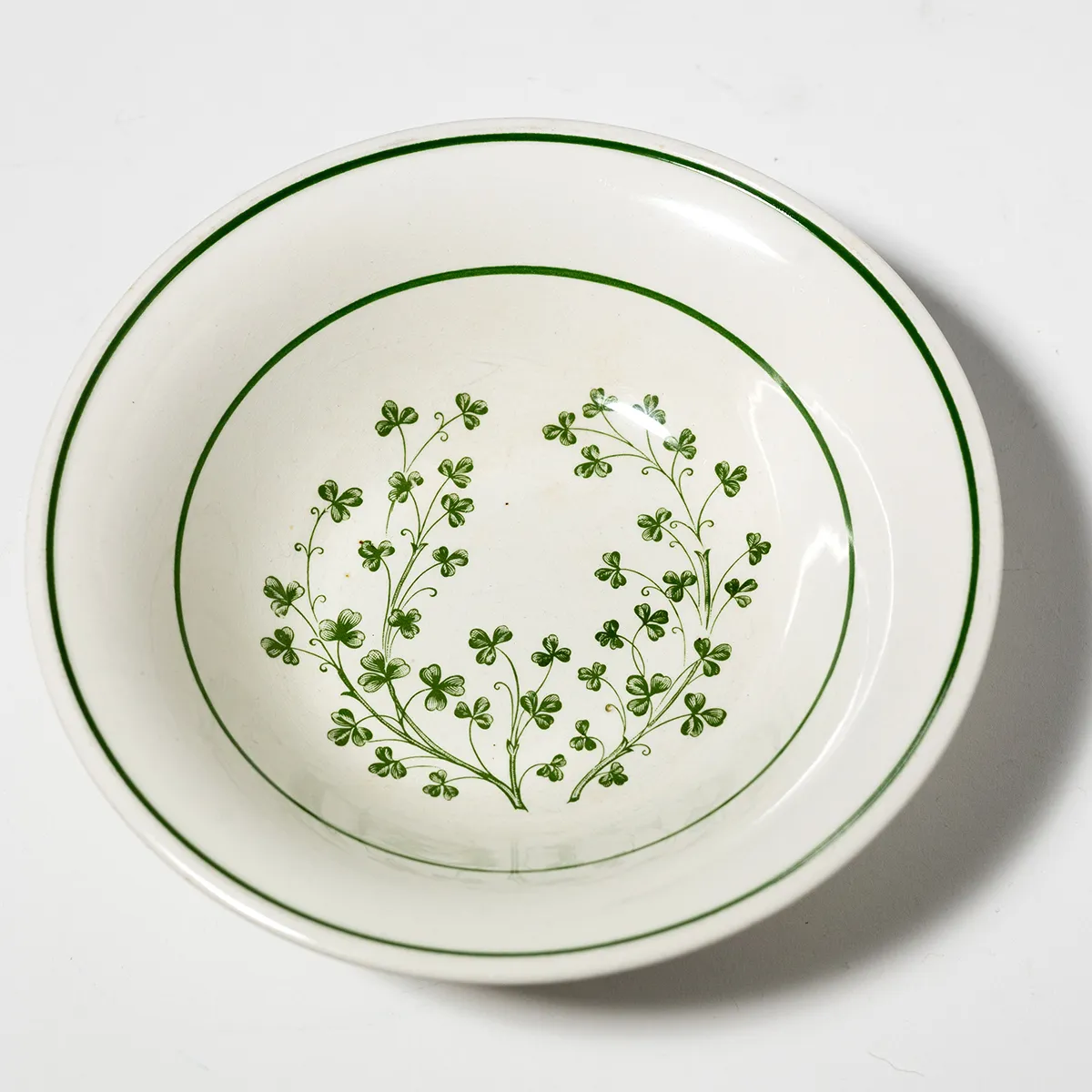 Vintage Bowls Irish Shamrock Ivy Clover Green Stoneware