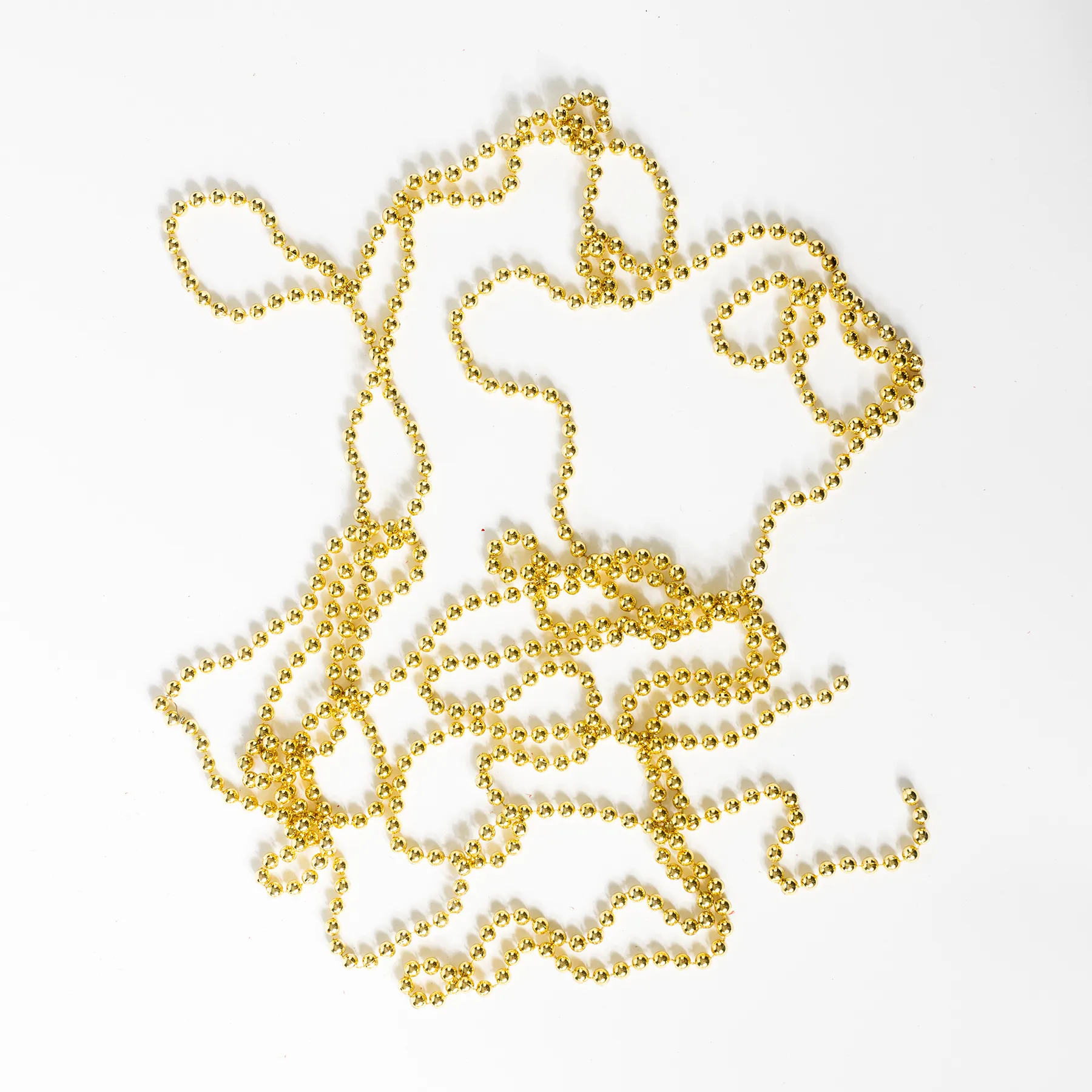 Retro Gold Plastic 1/4 inch Beaded Garland Holiday Decor - 9'