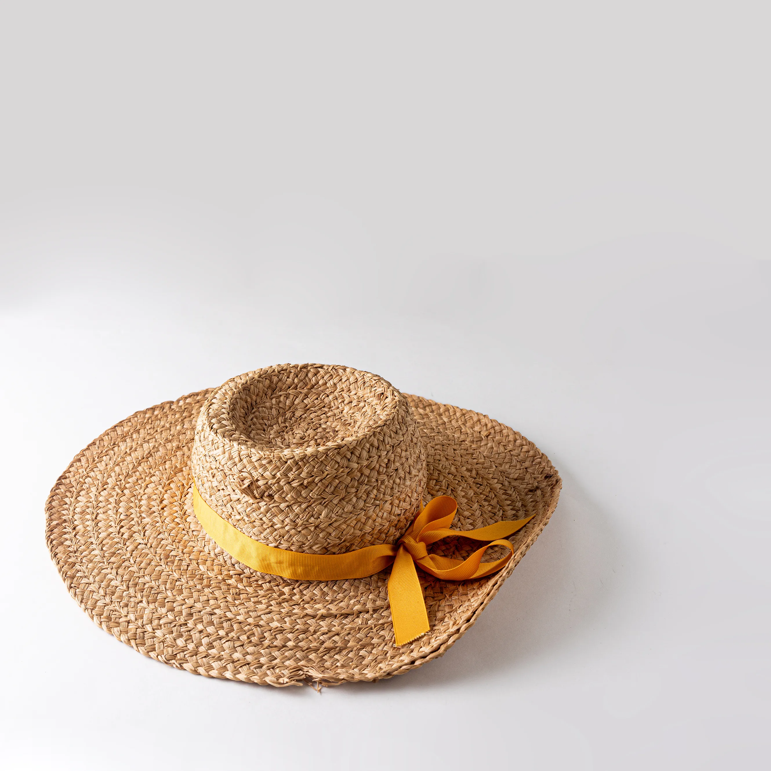 Vintage Garden Straw Hat with Yellow Ribbon