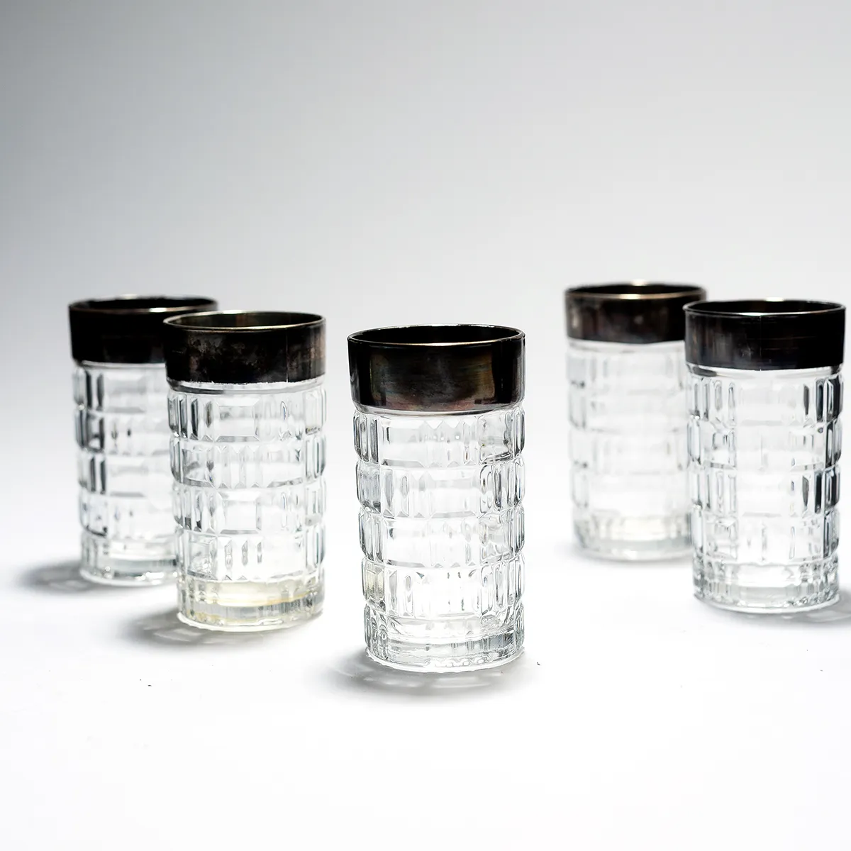 Pressed Glass with Silver Rim - 4" x 8.75"