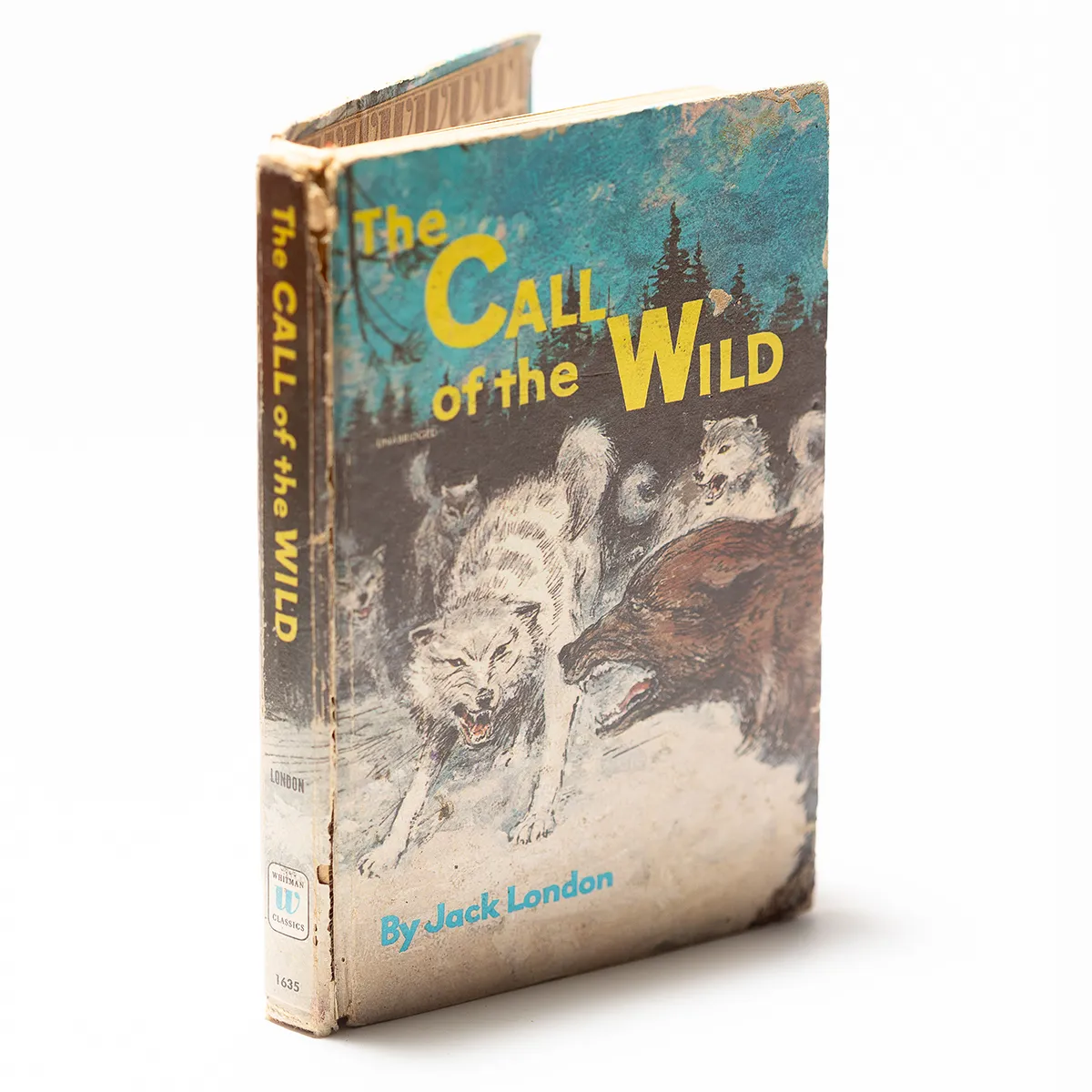 Vintage Book "Call of the Wild" Blue yellow text - 7.75" x 5" x .75"