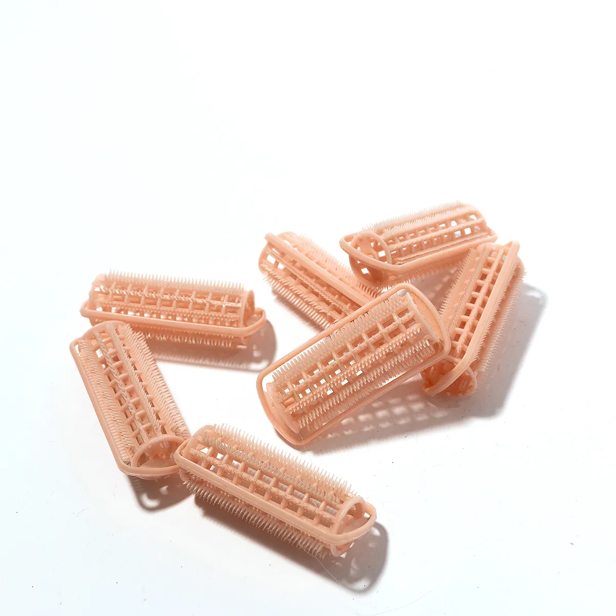 Pink Curler, Vintage with fastening band set of 7 - 3"