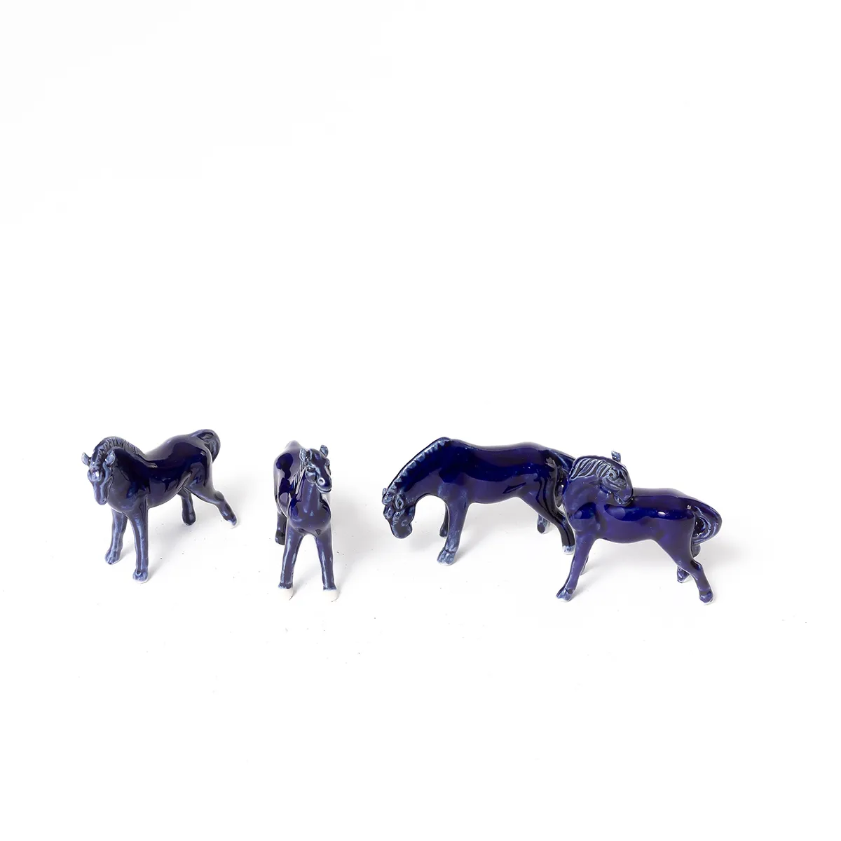 Blue Cobalt Porcelain Horses - 2.25" x 2.25"