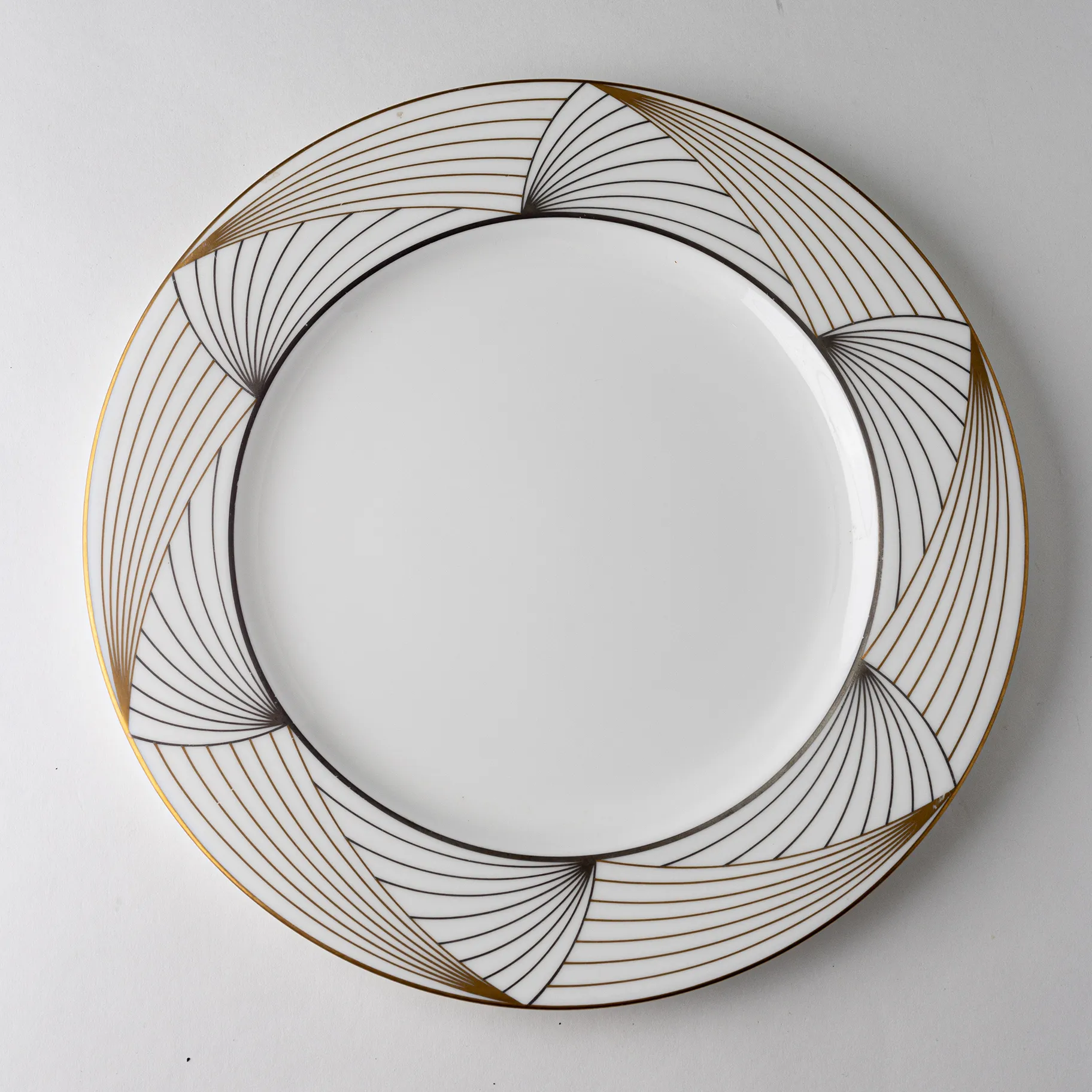 Fine China White dinner plate with 80s pattern .75" x 10.75"