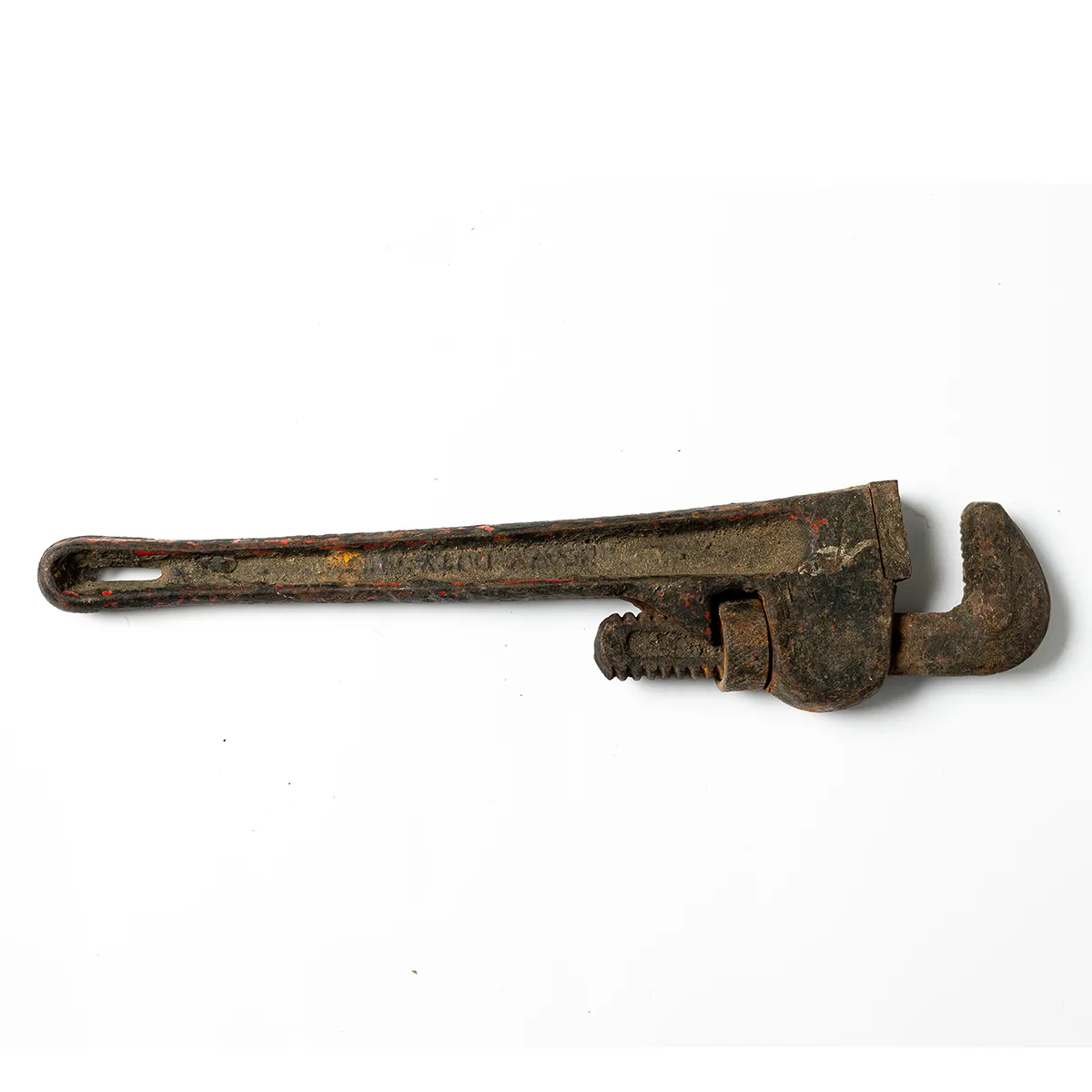 Garage Tool: Old Rusted Heavy Pipe Wrench Vintage - 13" x 3"