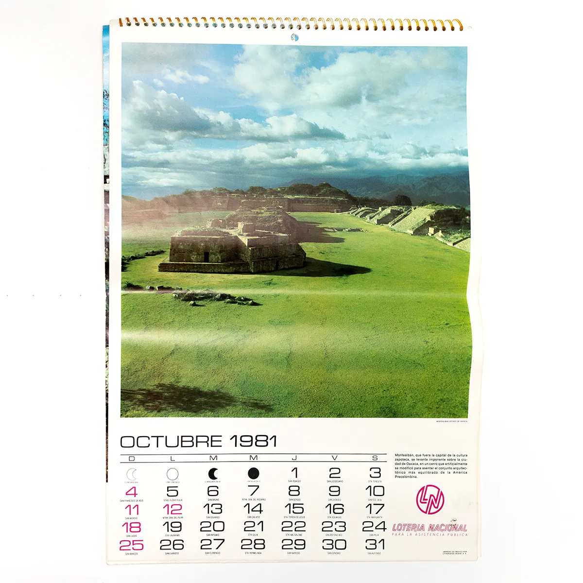 Vintage 1981 Calendar from Mexico