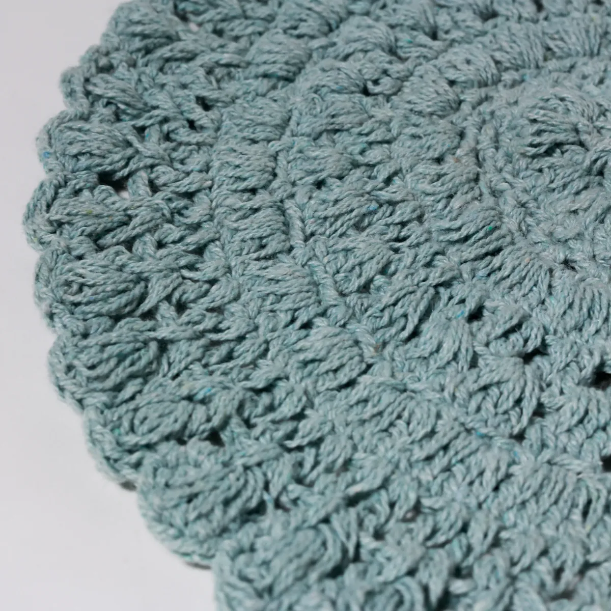 Vintage Teal Handmade Crochet Doily Textile