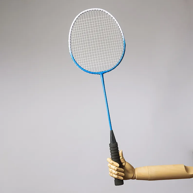 Badminton Set with 4 blue Rackets and a bunch of shuttle cocks and a black carrying case 