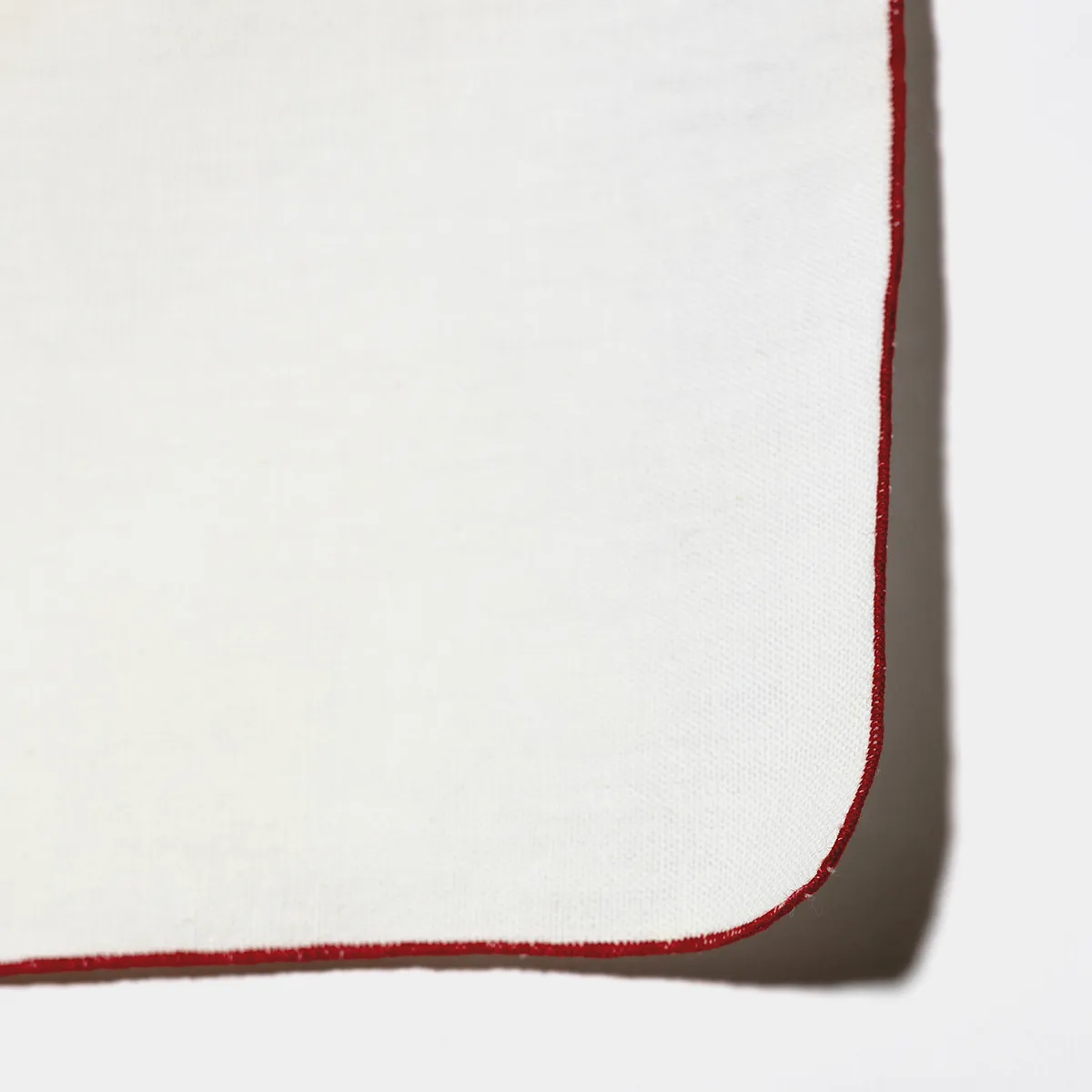 Kitchen Soft Goods: White Cotton Napkins with red border - 11.5" x 12"