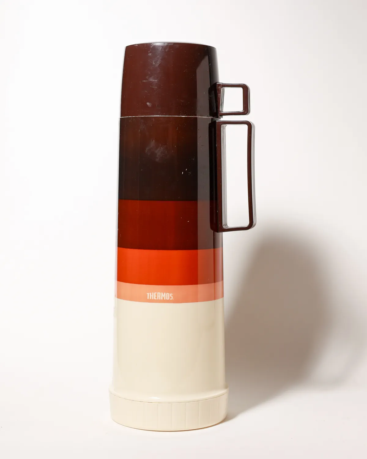 Vintage 1970s Two-Tone Brown Cream Retro Thermos