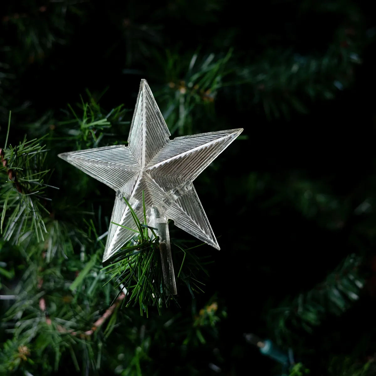 Christmas Tree Ornament: Clear Plastic 5 Point Star Tree Topper