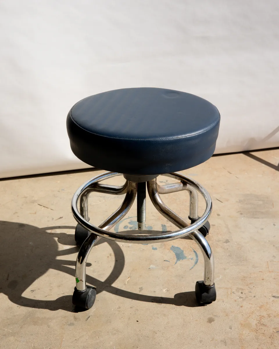 Smokey Blue Vinyl Medical or Laboratory Revolving Stool
