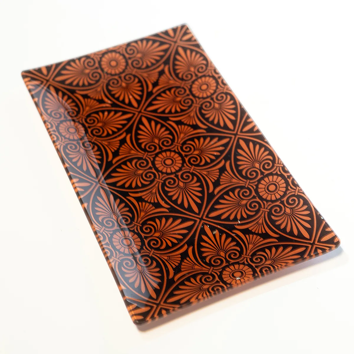 Brown fluer de lis Vanity Dish Rectangular, Vintage - 9.5" x 5.75"