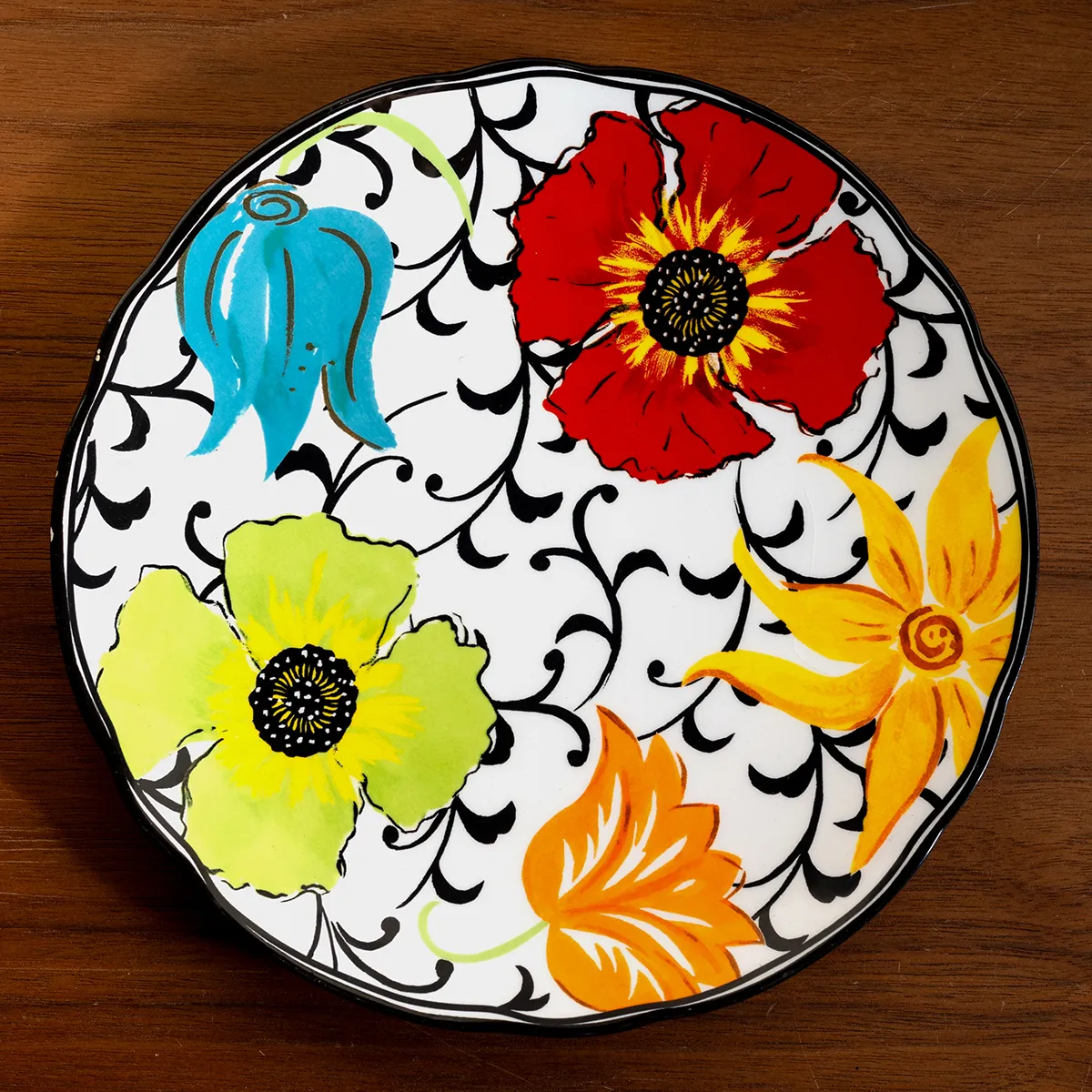 Colorful Flower Plate pair