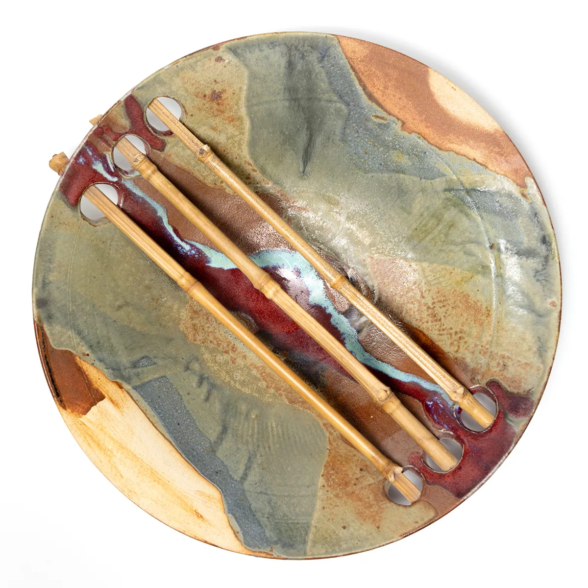 Ceramic Artist Bowl With Bamboo Accents