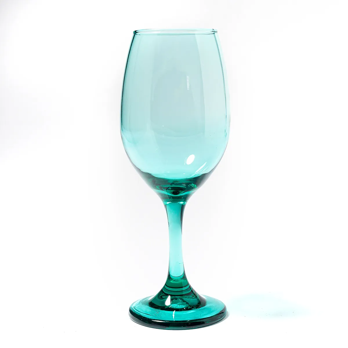 Jewel Toned Teal Wine Glasses - 8" x 2.5