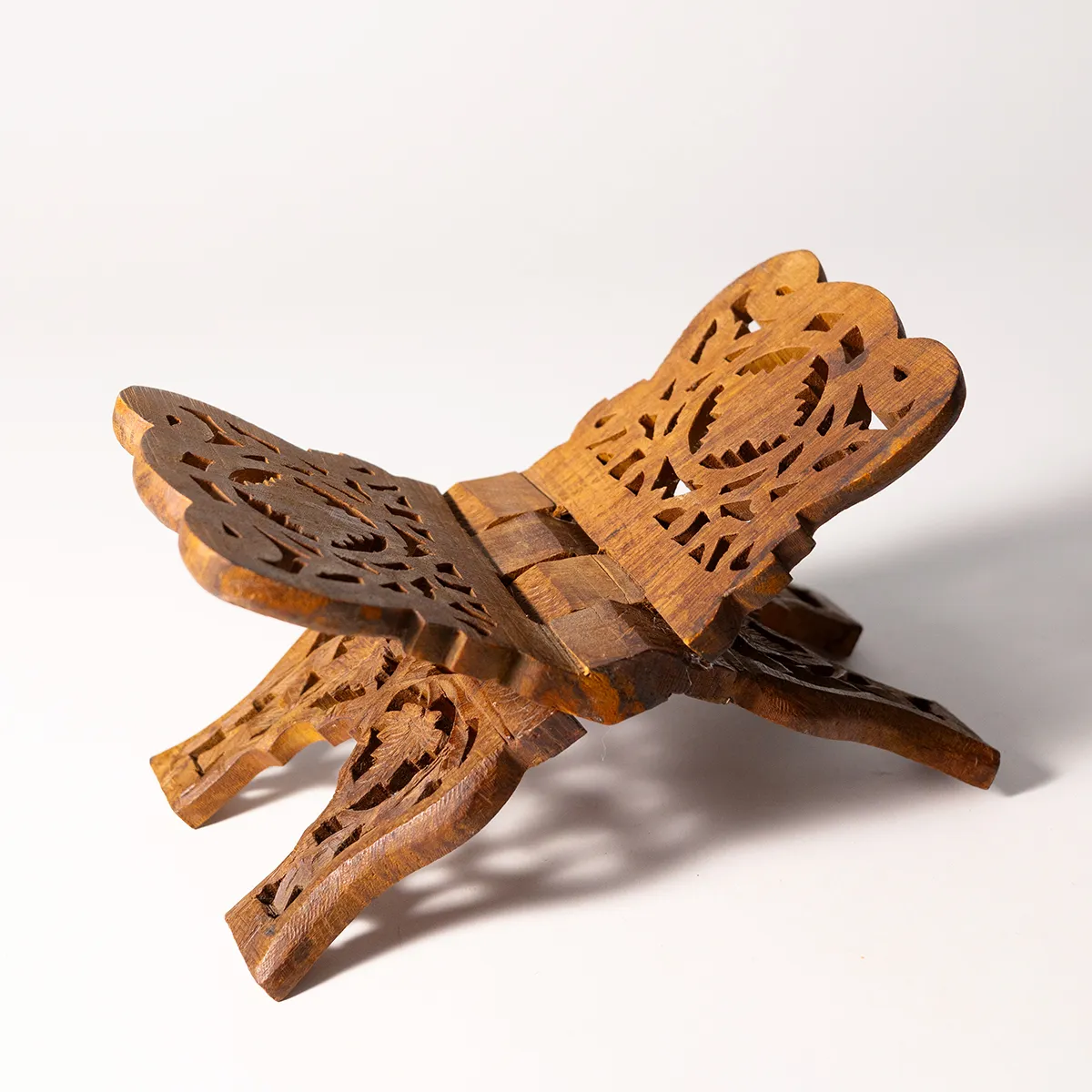 Hand Carved Wood Book Holder. Vintage