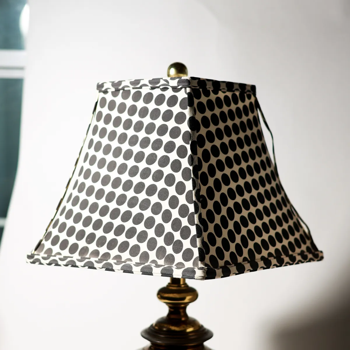 Mid-Century Square Black and White Polka Dot Lampshade