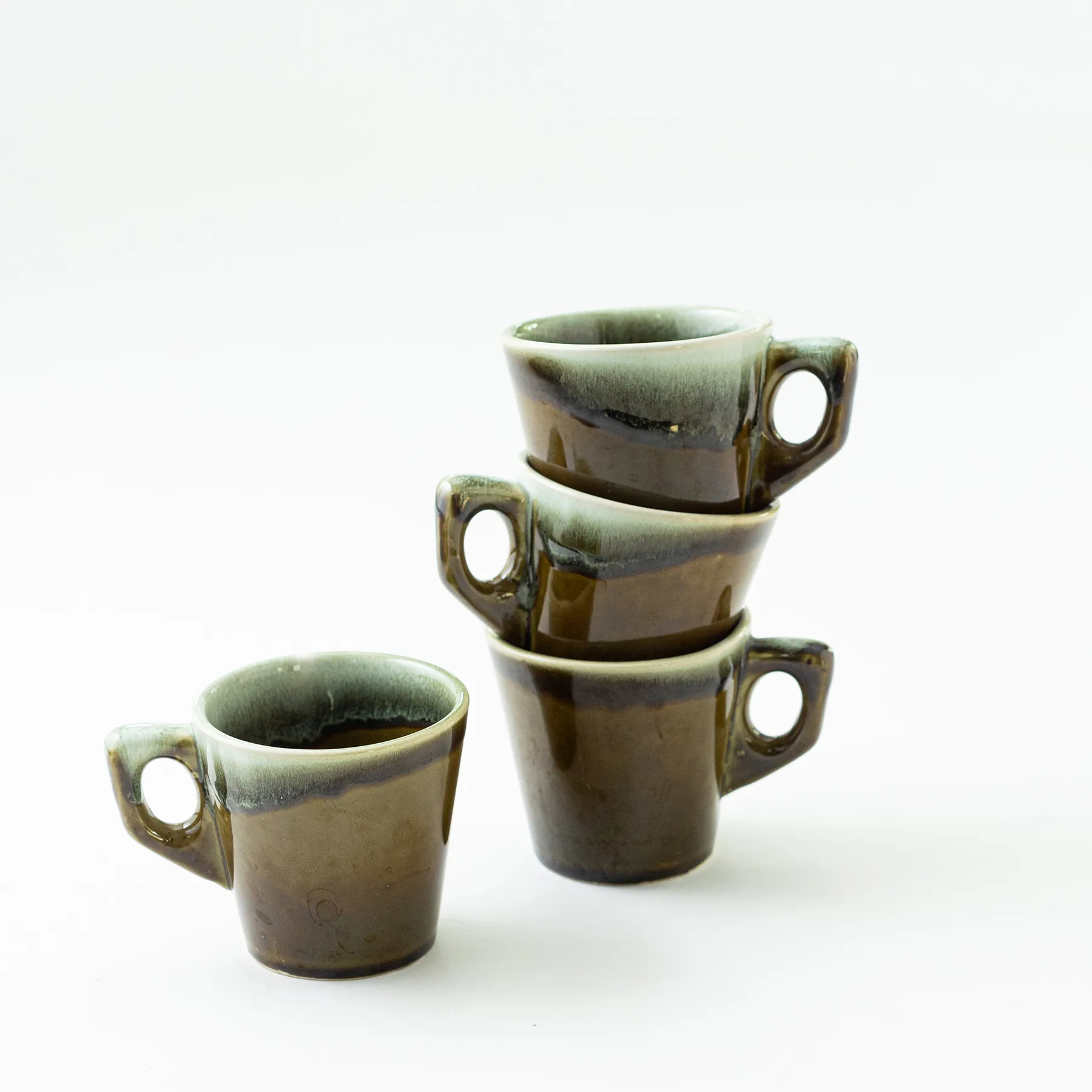 Vintage Green Drip Glaze Coffee Mug - 3.5" x 3.5"