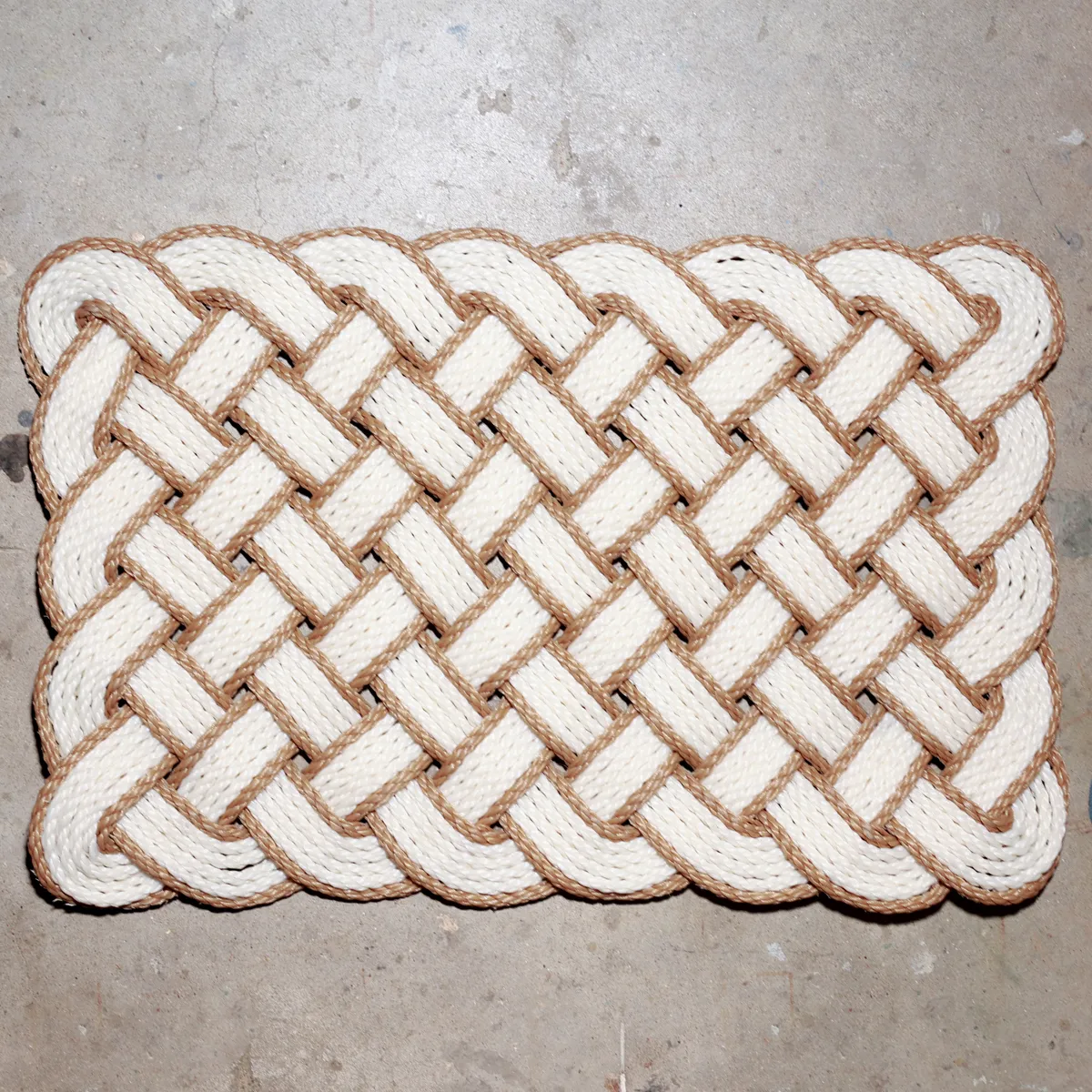 Nautical Jute Rope Woven Coastal Mat Plastic Welcome Mat, Rug