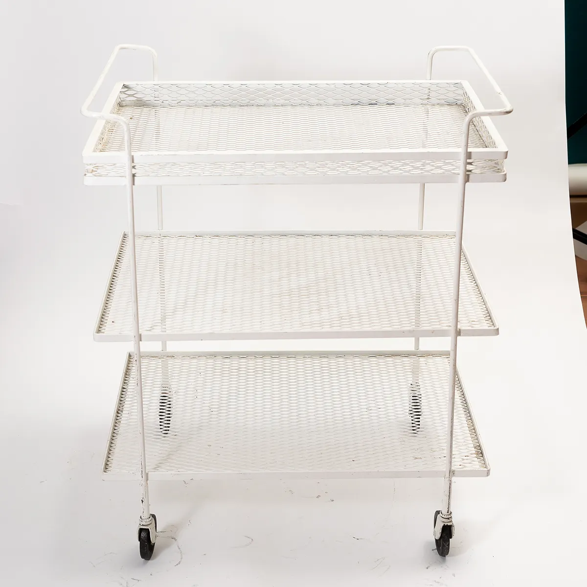 White Iron Patio Barcart - 31.5" x 25" x 18"