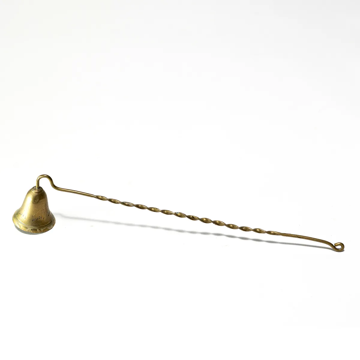 Vintage Etched Brass Candle Snuffer, Twisted Handle, Heavy Patina, Romantic Styling, Staging Decor, Elegant Candle Snuff Dining Farmhouse