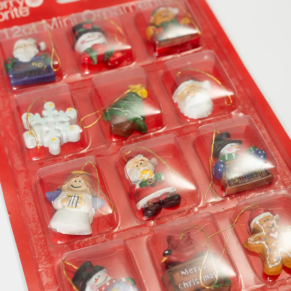 12 count package mini Christmas ornaments - 9.5" x 5.5"