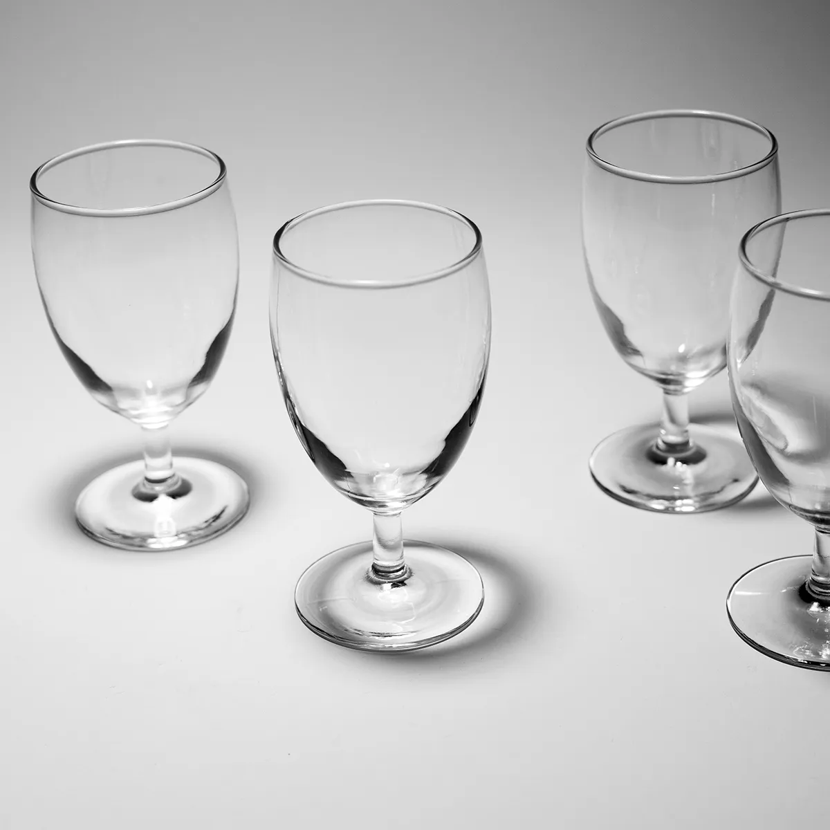 Simple Stemed Short Clear Water Goblets