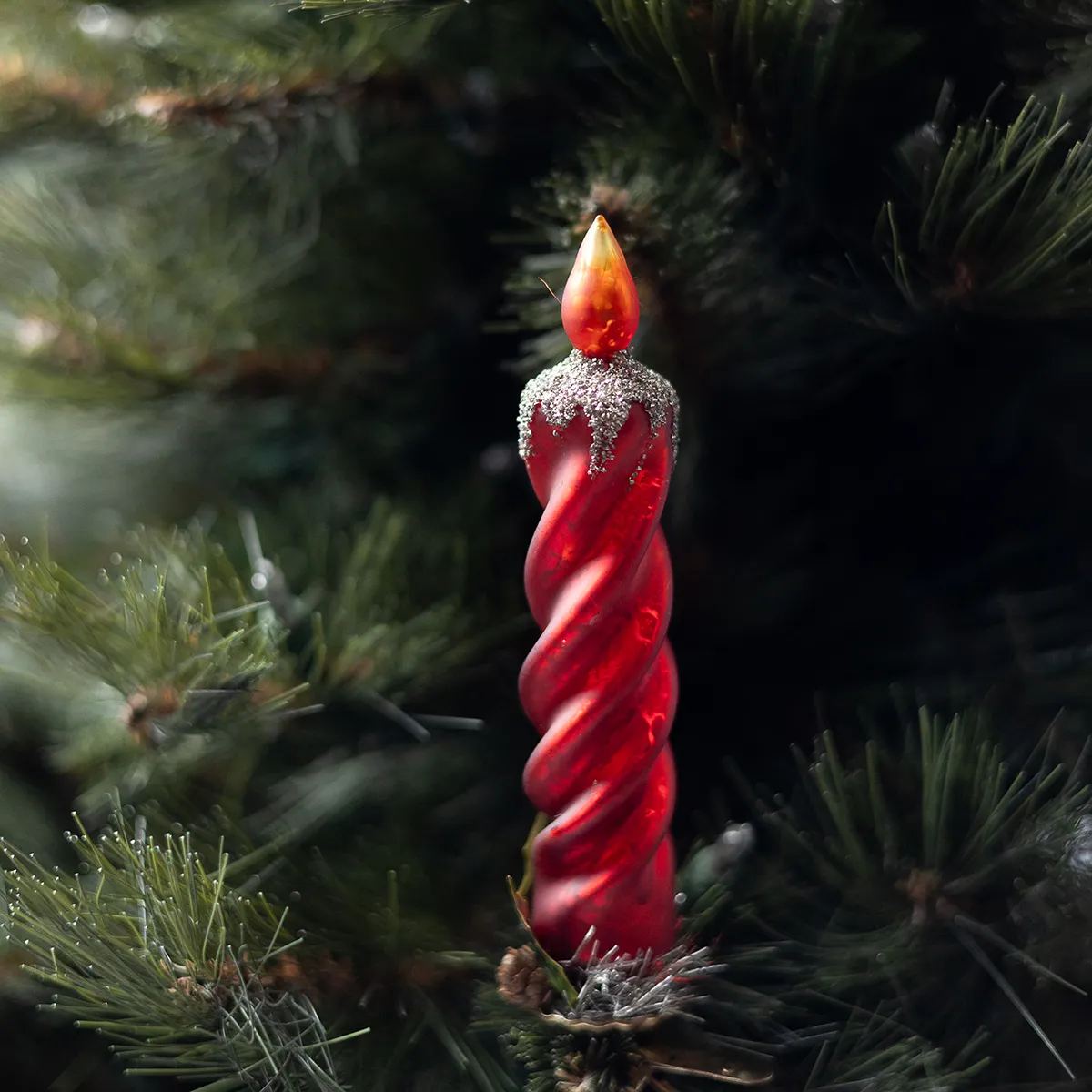 Red Candle Christmas Tree Ornament  clip on the branches