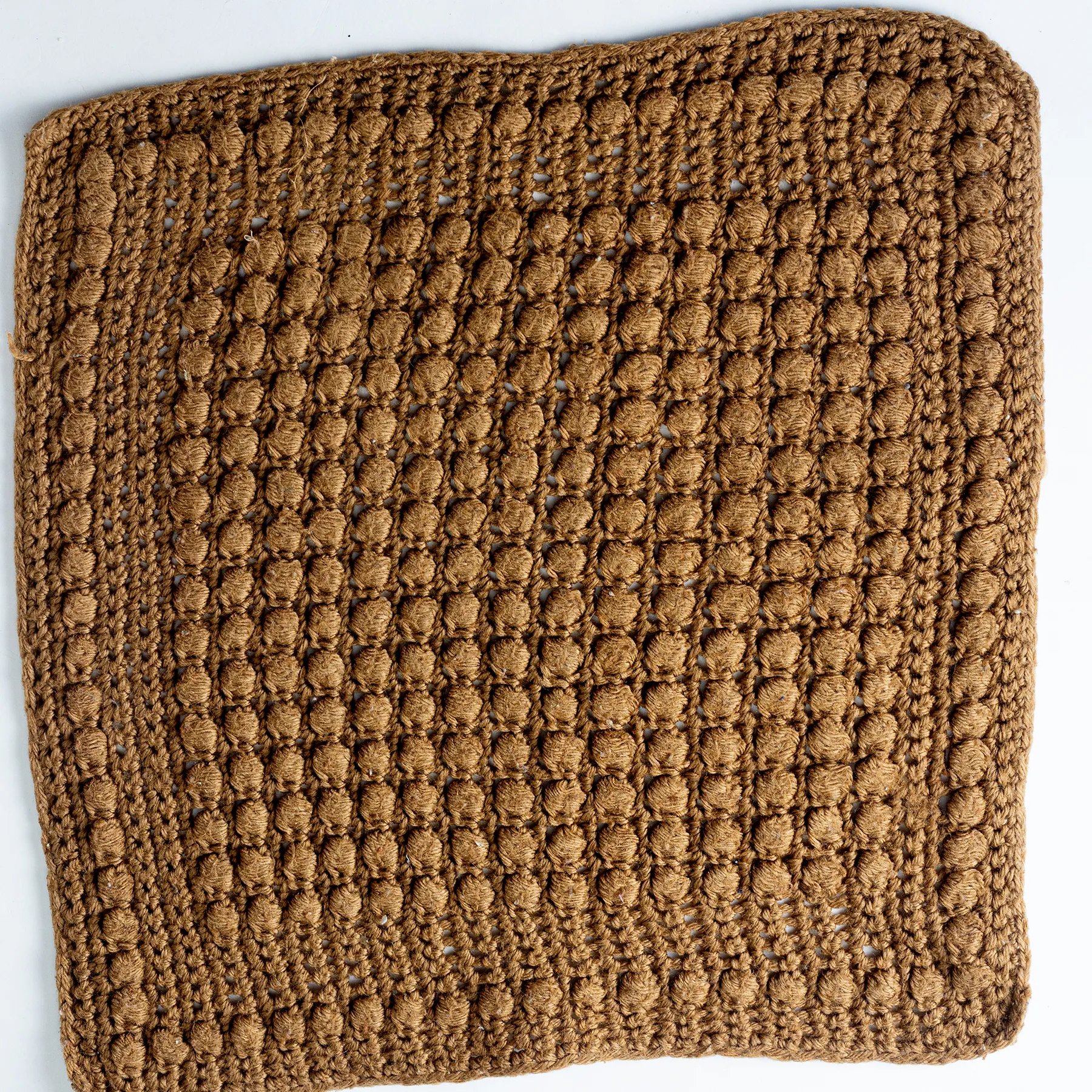 Antique Crocheted Brown Fabric 15.5" x 15.5"