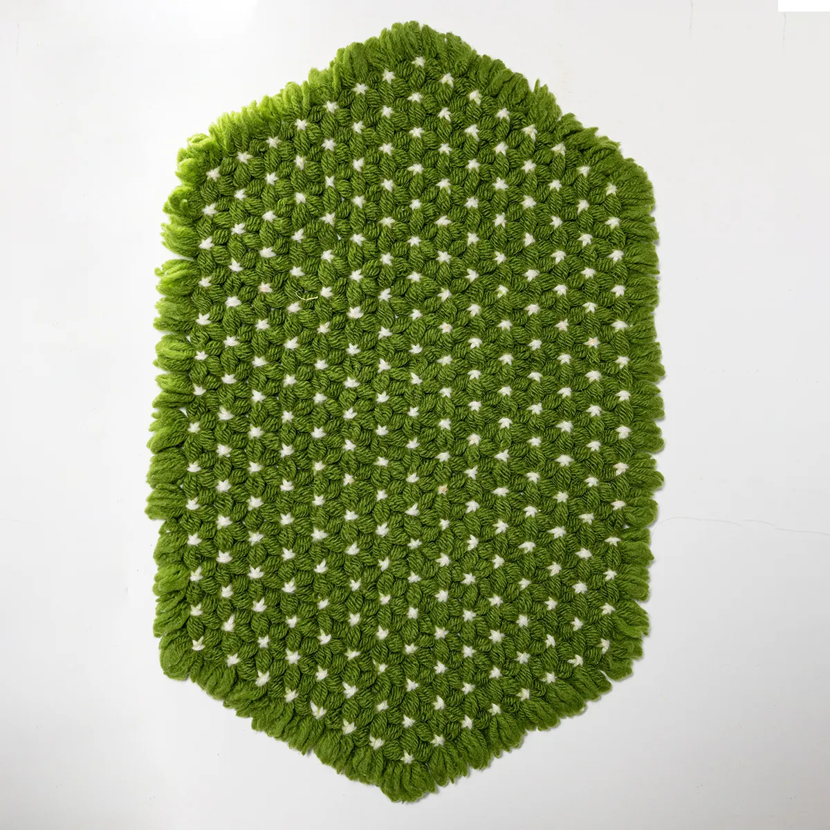 Vintage Yarn Star Placemat Daisy Loom Green with White stars dots