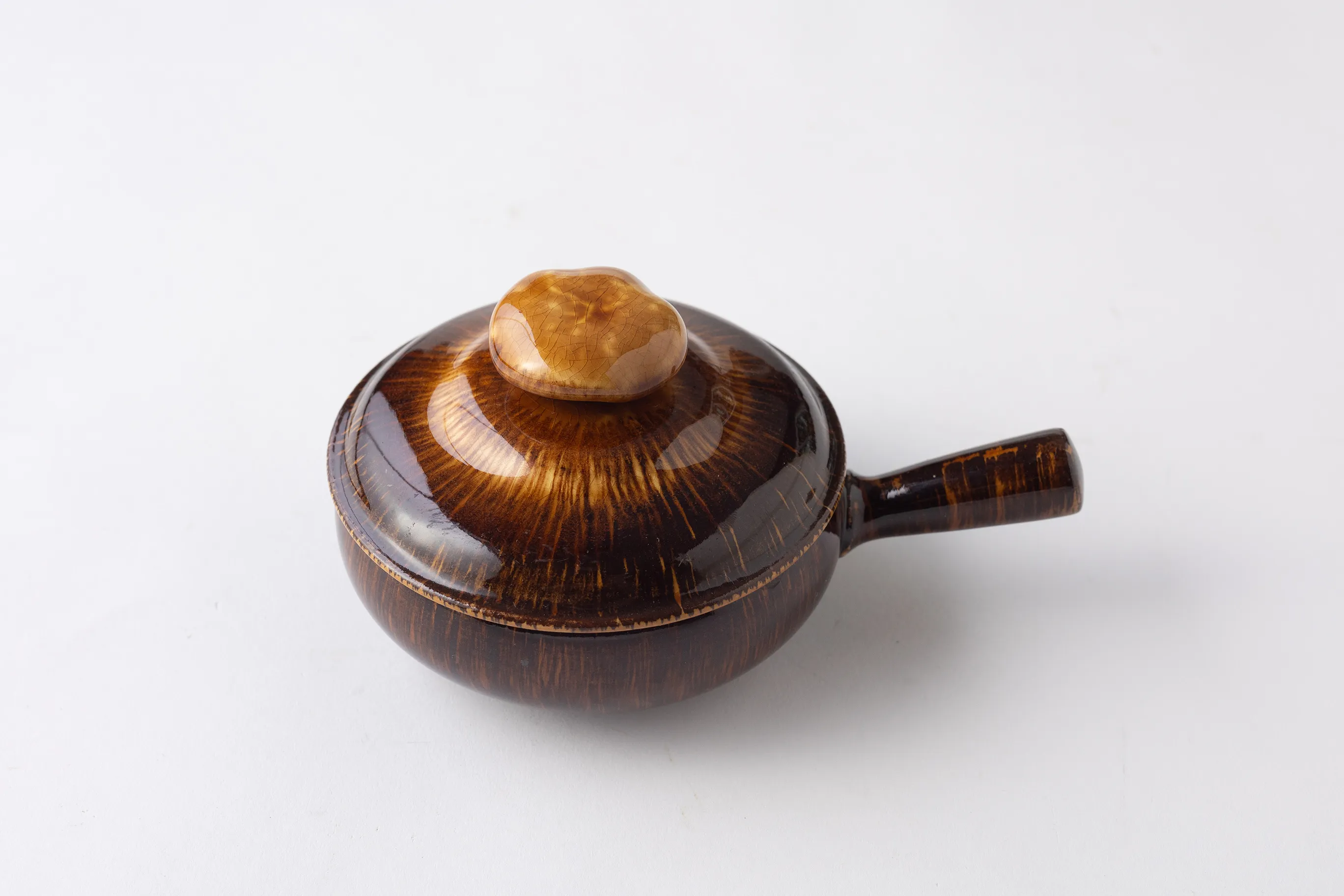 Brown Hombre Personal Ceramic Crock Pot with Lid- 3.75" x 7"