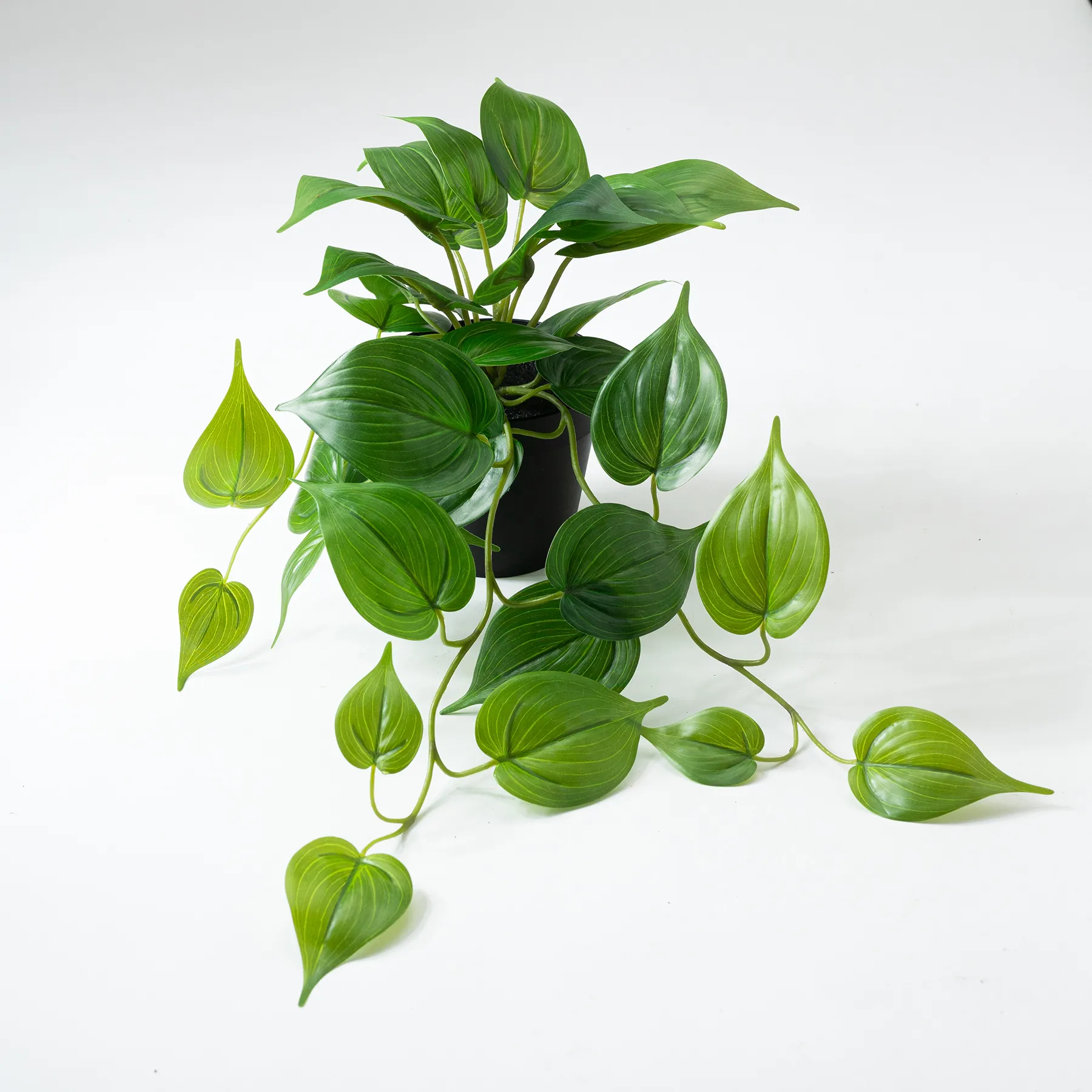 Artificial Green Ivy House Plant in Black Pot - 9" x 15"