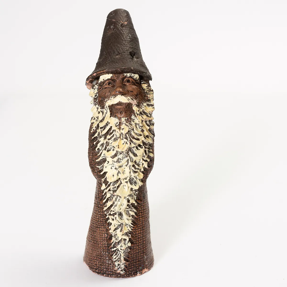 Pottery brown Santa Figurine statue gnome - 8.5" x 2.25"