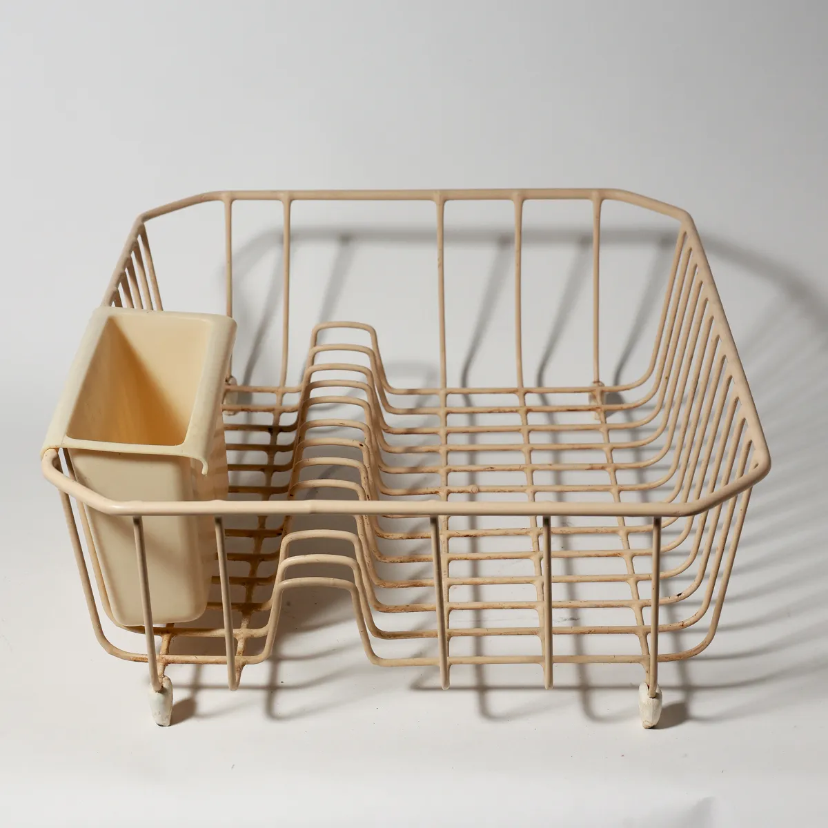 Vintage Cream Wire Dish Drying Rack Utensil