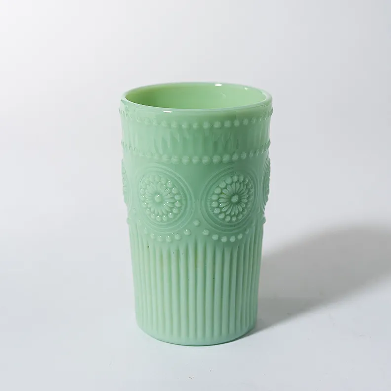 Iridescent Opaque Green Vase textured detail - 7" x 3.25"