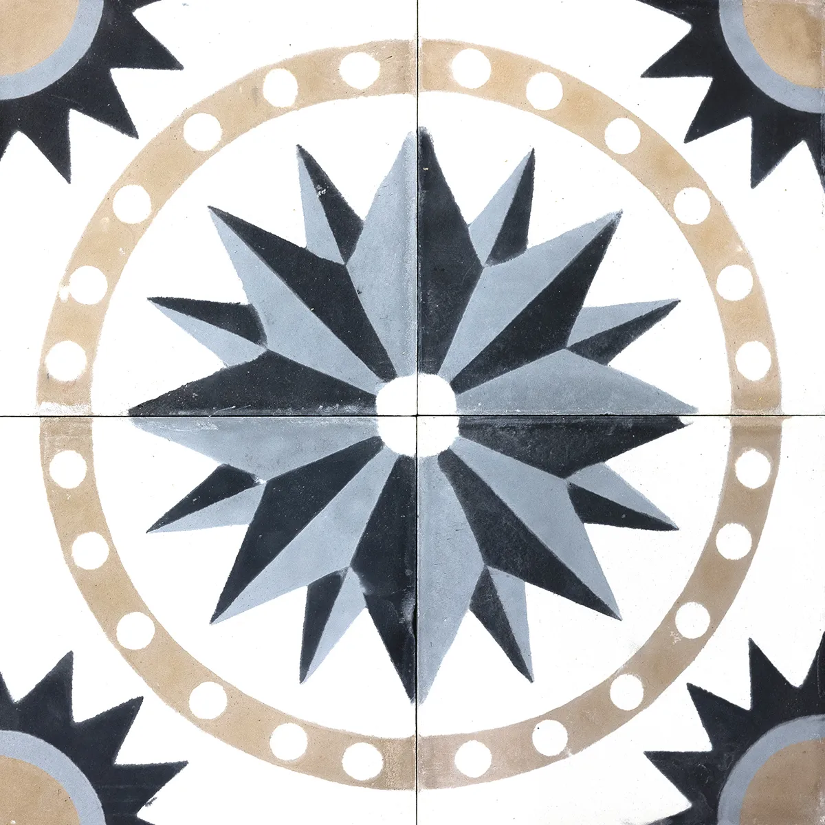 Surface Tile: Loose Moroccan Cement Tile White, Blue, Brown, Star