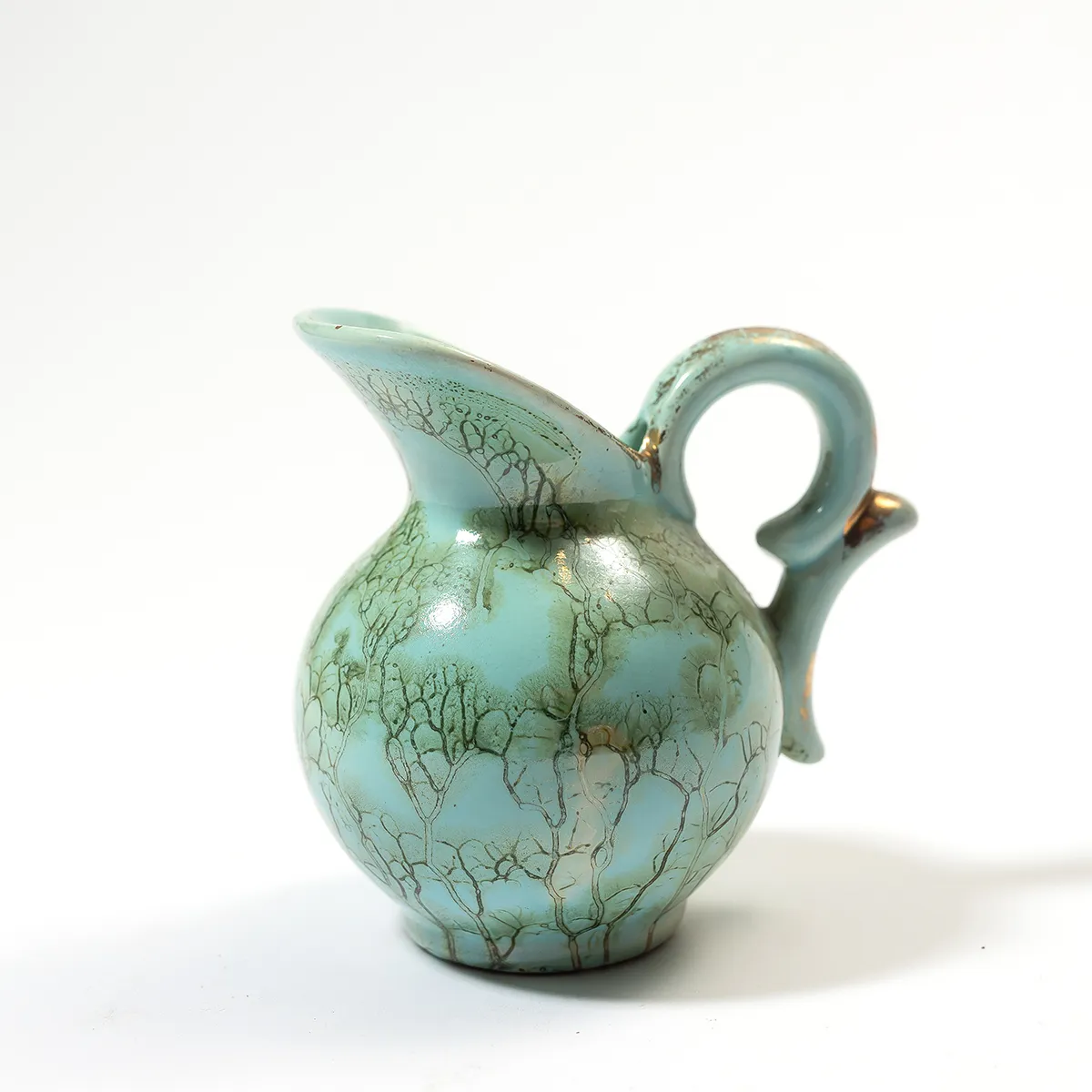 Small Iridescent Blue Gand Painted Pitcher - 5" x 5"