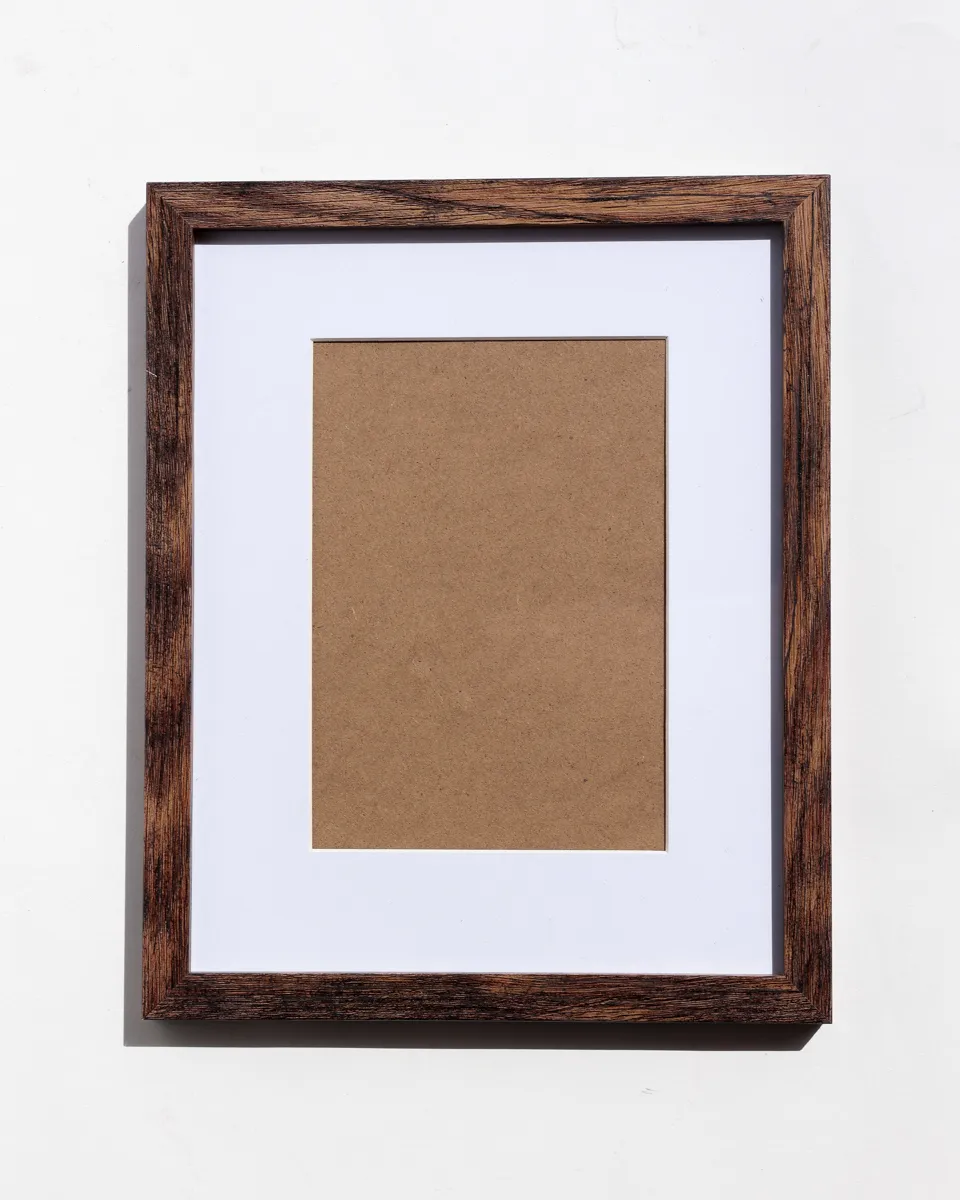 Brown Wood 8x10 Picture Frame with a 4x6 White Matte Included
