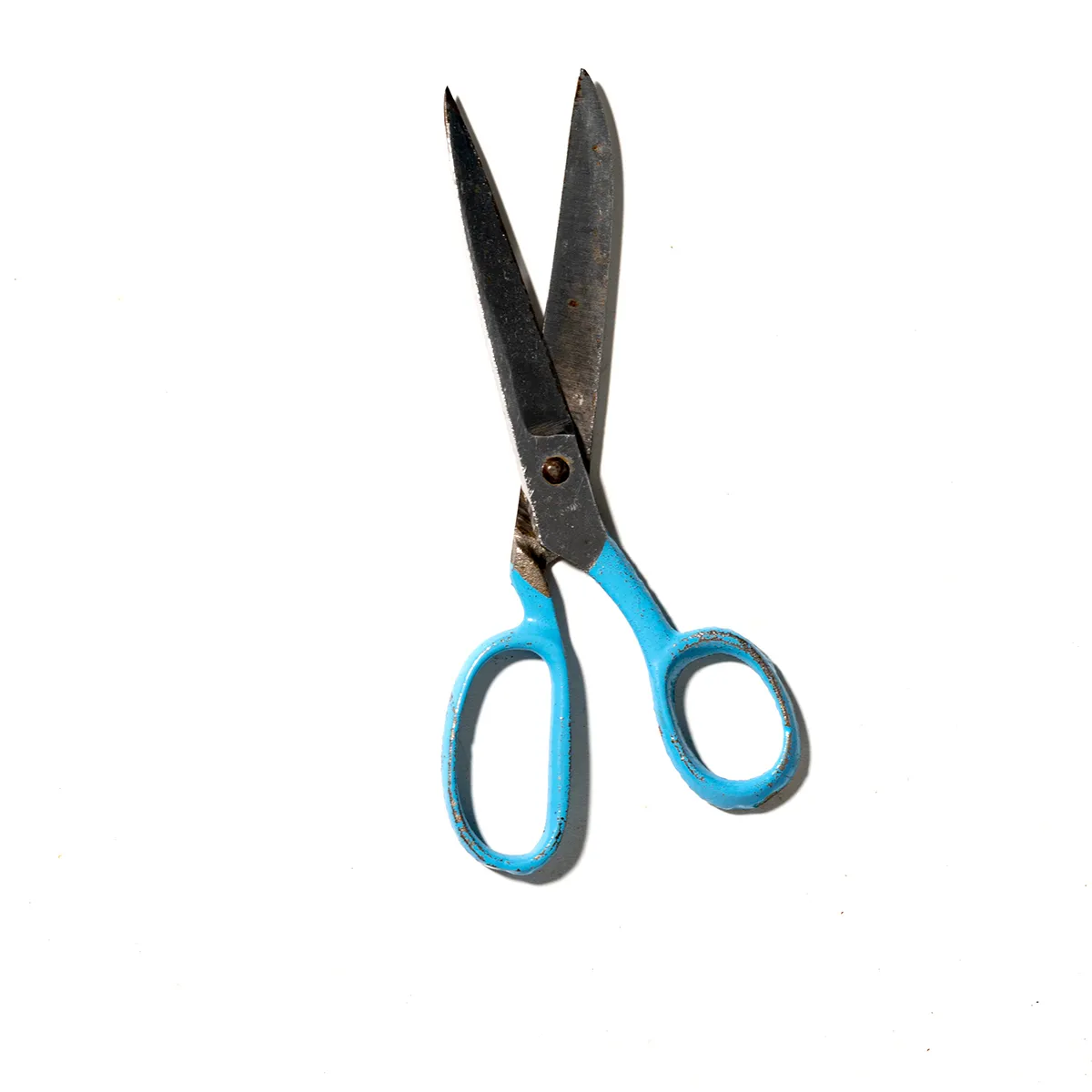 Vintage Steel sewing Scissors with light blue painted handle