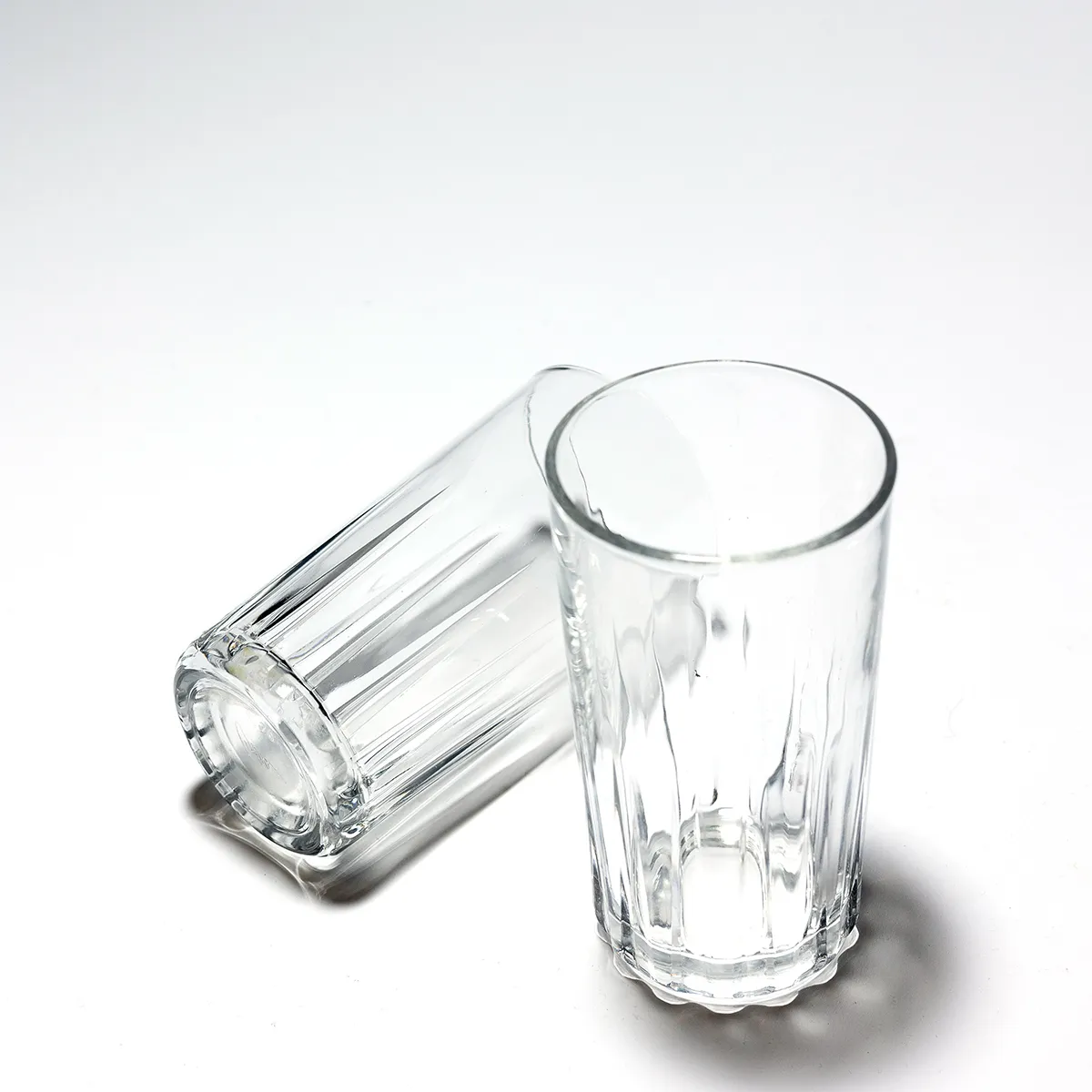 Drinking Glass with Ribbed Based. Heavy Base.