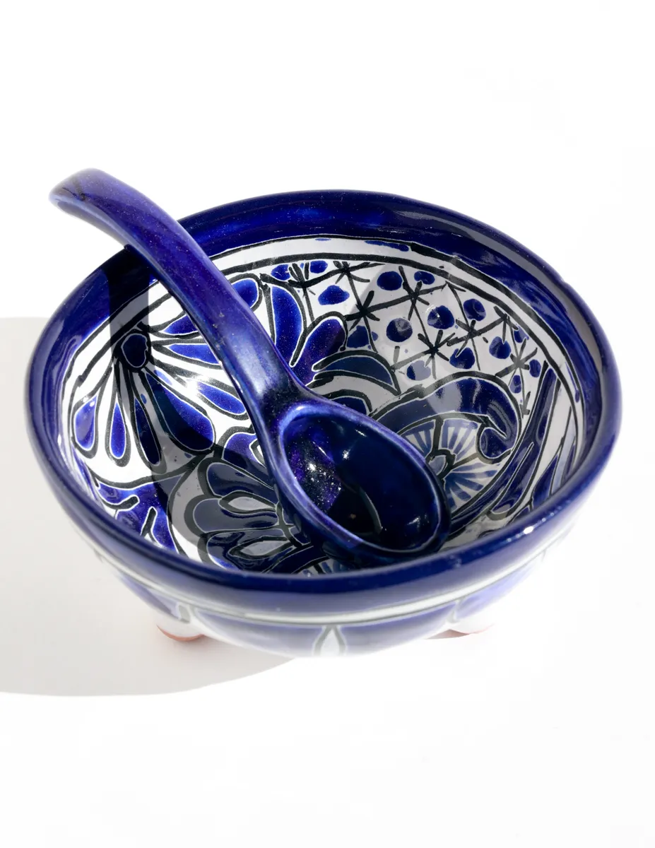 handmade, hand-painted Mexican Talavera shallow bowl