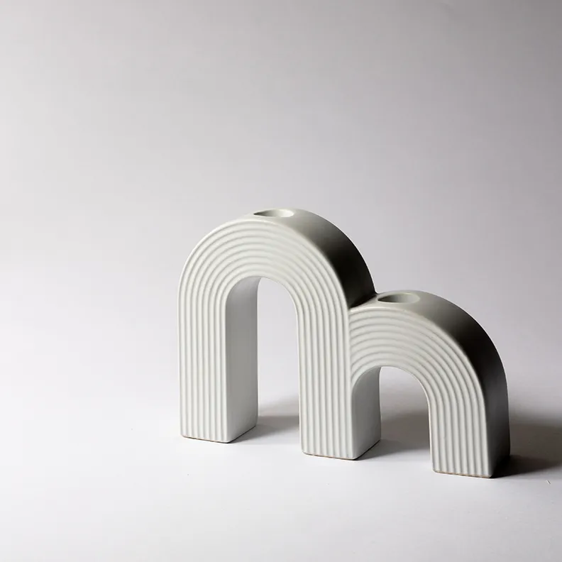 Modern White Rainbow Shaped Candle Holder - 5.25" x 7.5"