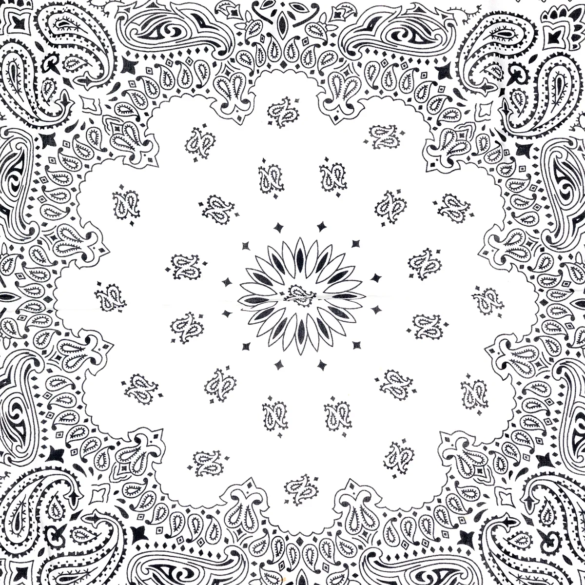 Black and White square Cotton Bandana