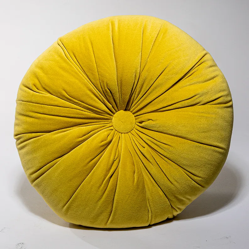 Chartruse Round Velvet Tufted Pillow - 15"