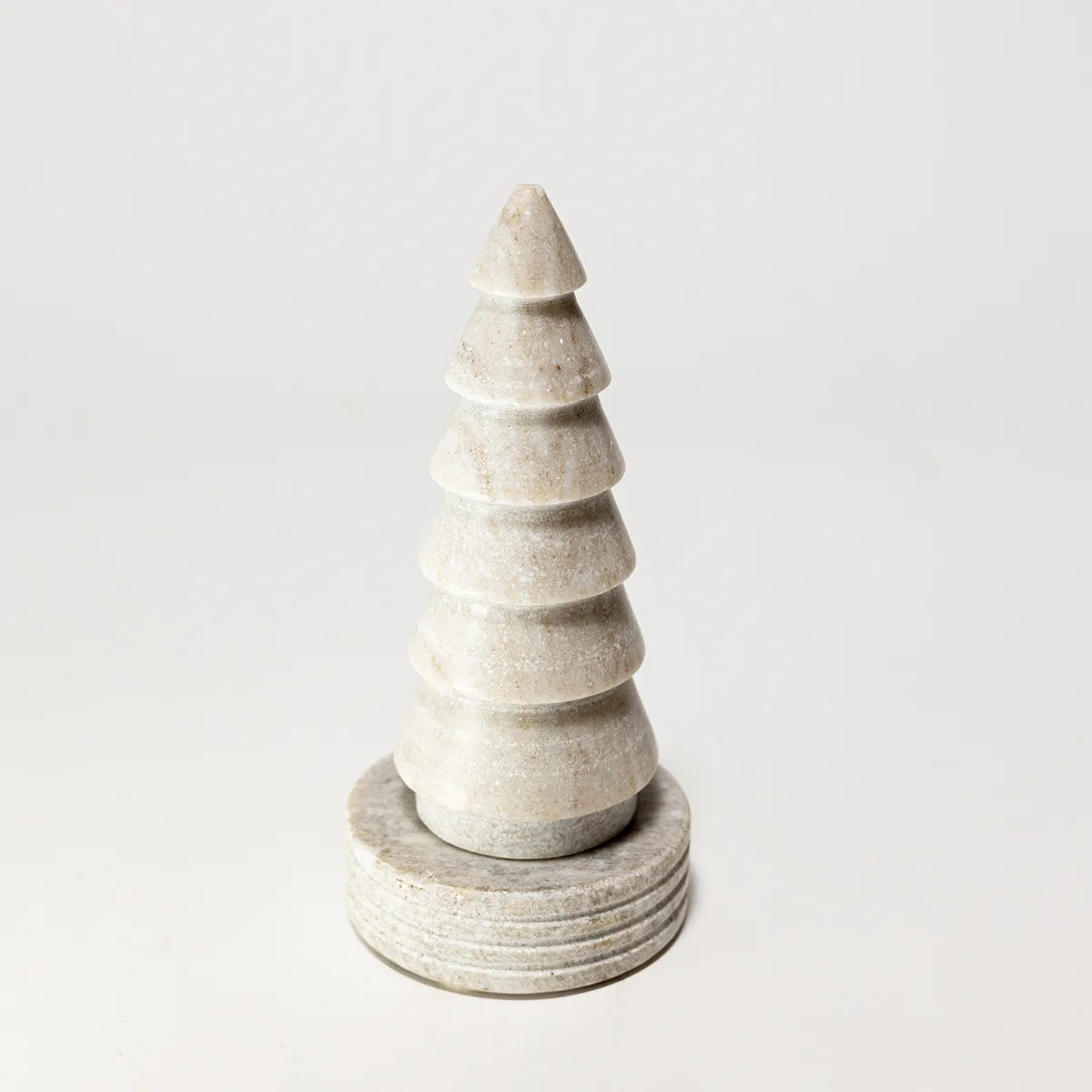 Heavy Stone Christmas Tree Decoration. Beige to Gray in Color