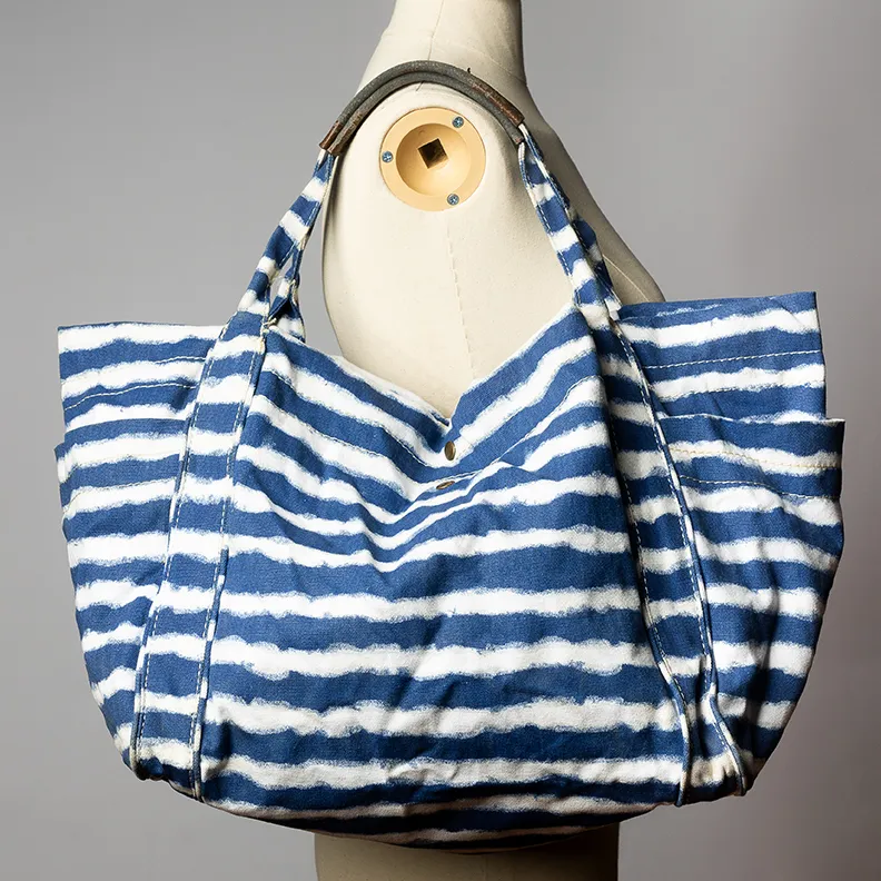 Blue and White Shoulder Bag Tote- 2' x 1'