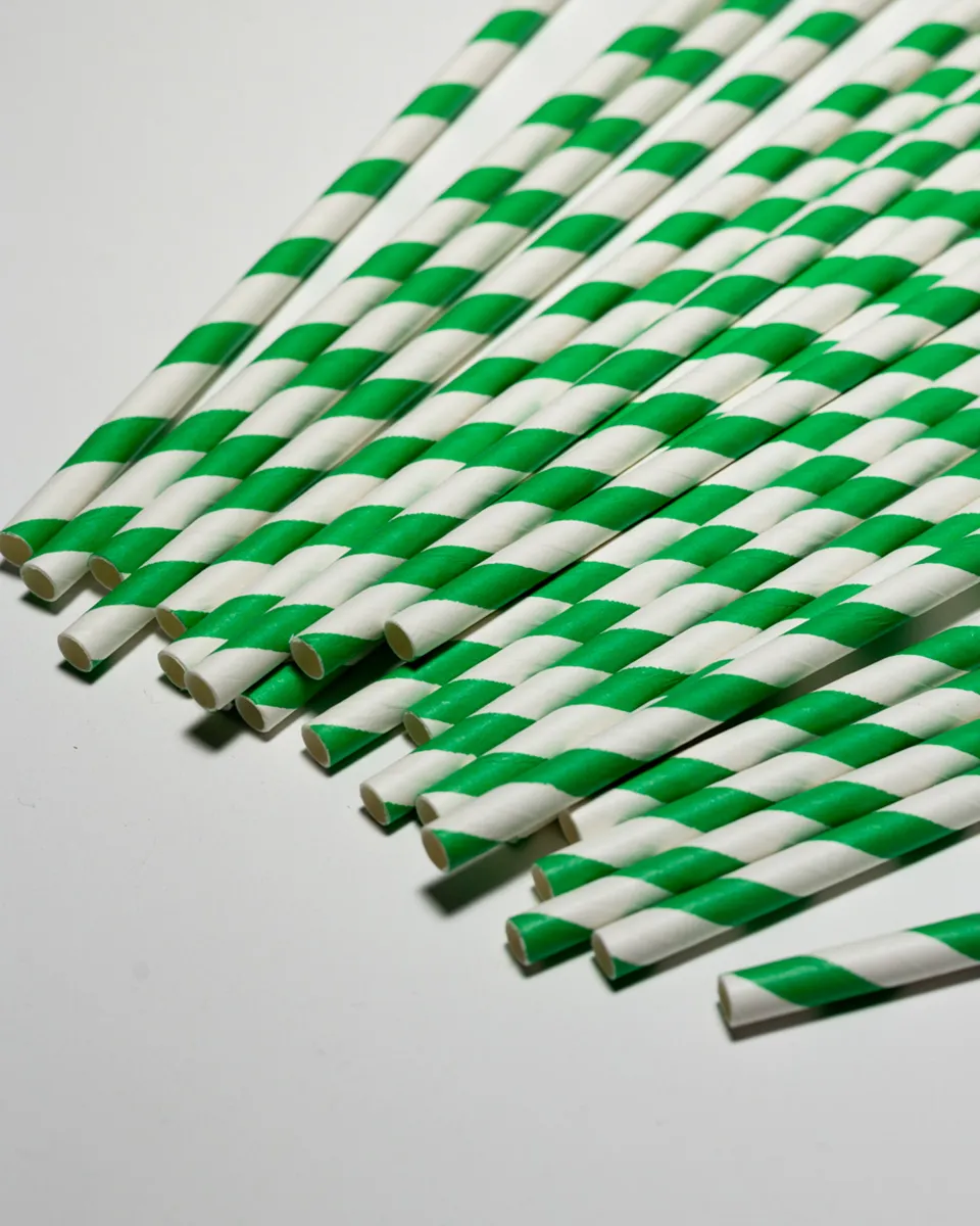Striped Paper Straws Green, Red and Blue